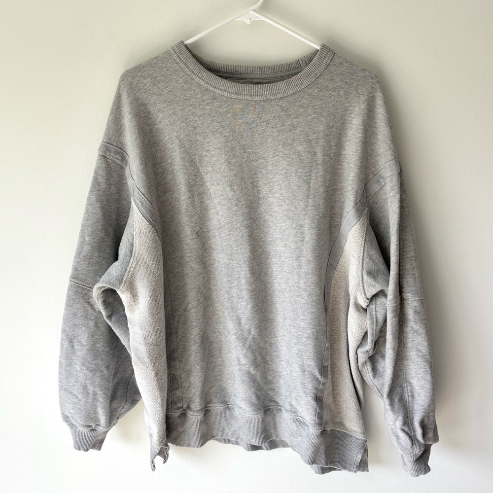 Aerie Gray Oversized Crewneck Sweatshirt Athleisure Loungewear Cozy